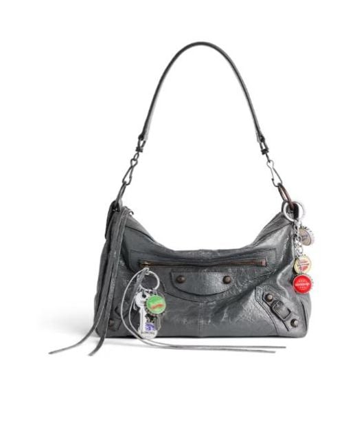 Balenciaga Men's Gray Le City Moto Small Shoulder Bag