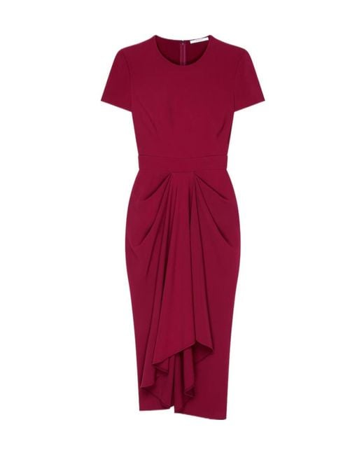 Givenchy Red Crepe Cady Midi Wrapped Dress