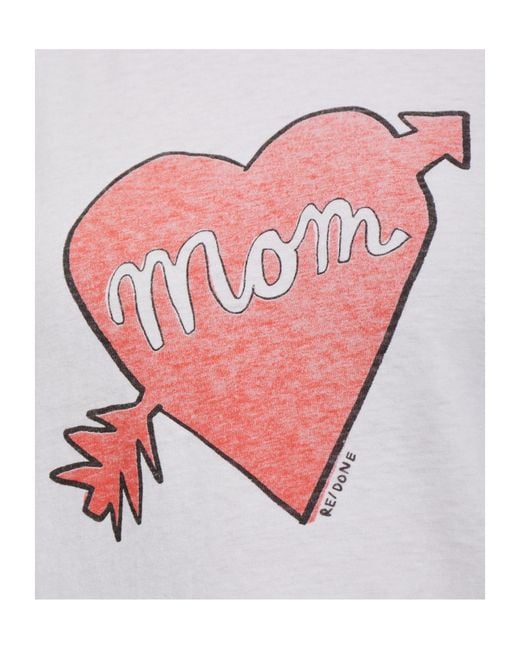 Re/done White Heart-Print T-Shirt
