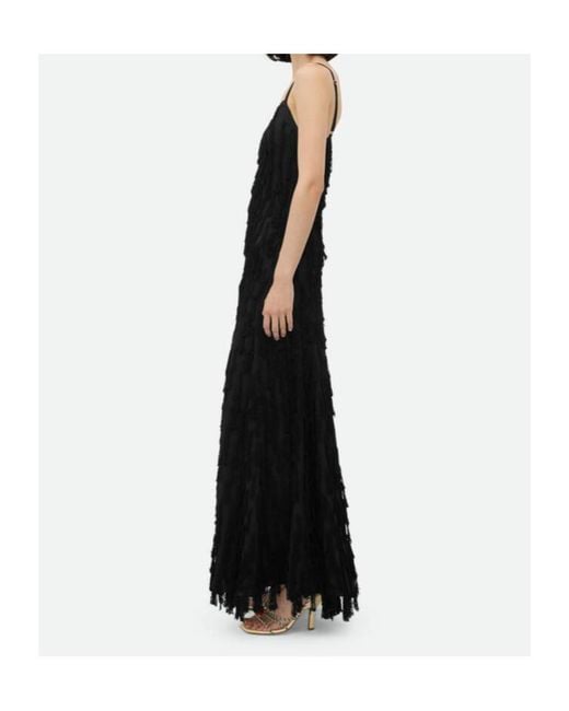 Bottega Veneta Black Fringed Fil Coupe Crepe Dress