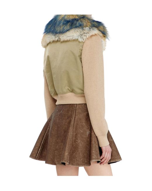 DIESEL Blue Bomber Jacket With Rib-Knit And Plush Trims