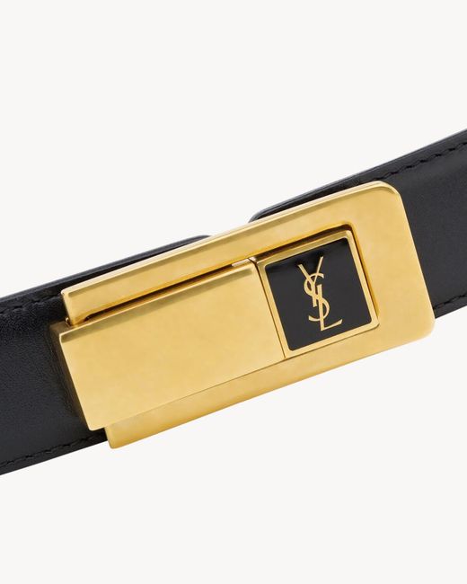 Saint Laurent White Charnier Buckle Belt