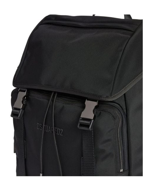 DSquared² Black Urban Foldover Top Backpack for men