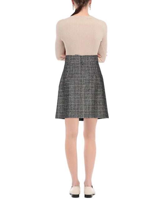 Dolce & Gabbana Gray Pleated Striped Skirt