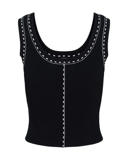 Jonathan Simkhai Black Nailah Stitch-Detail Knitted Top