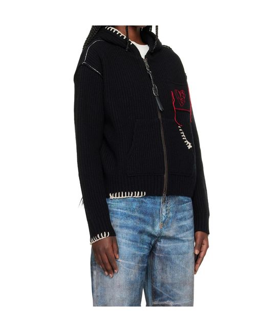 ANDERSSON BELL Black Heart Logo Zip-Up Hoodie for men