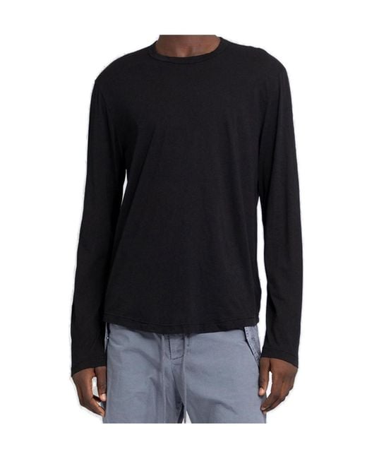 James Perse Black Shirttail Hem Crewneck T-Shirt for men