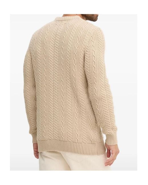 Barbour Natural Cable-Knit Crew-Neck Sweater for men