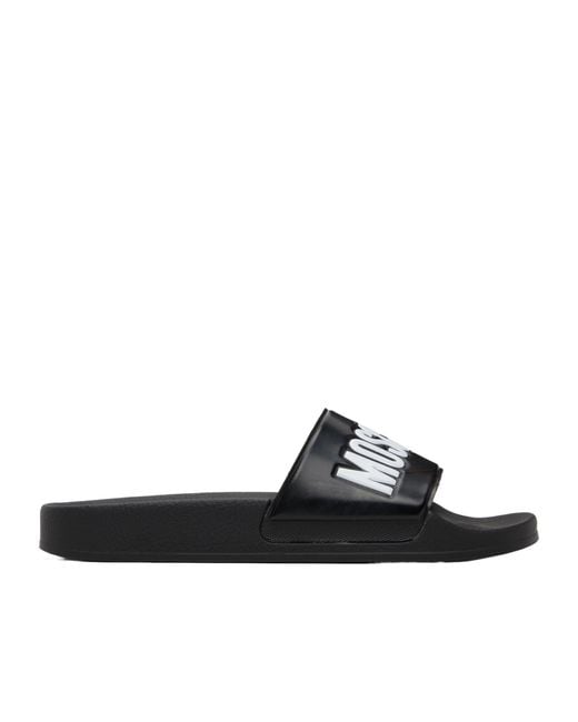 Moschino Black Logo Slippers for men