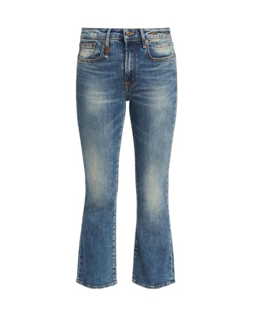 R13 Blue Mid-Rise Flared Jeans
