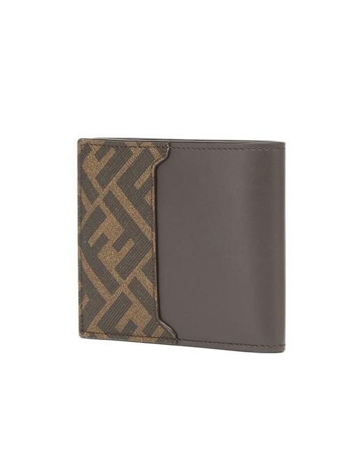 Fendi Gray Ff Bi-Fold Wallet for men