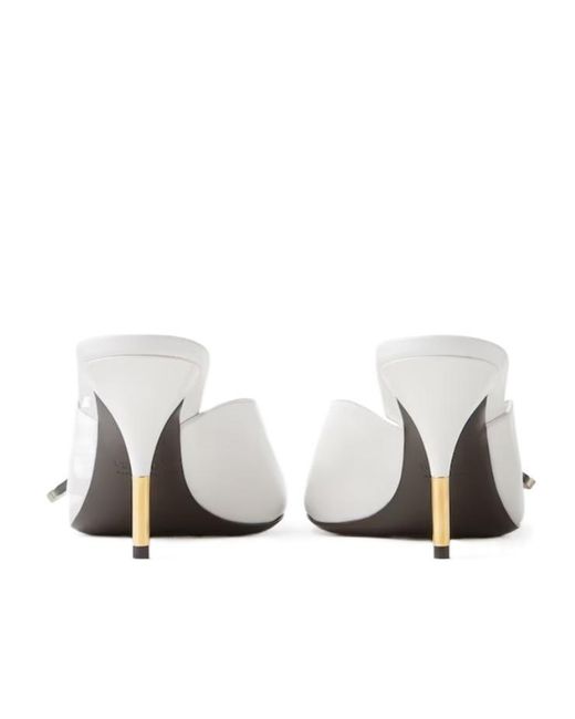 Versace White Nyx Buckled Heeled Mules