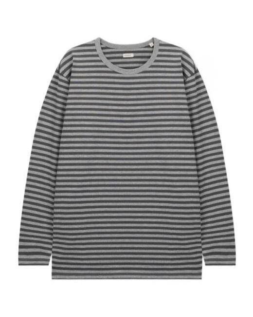 Nanamica Gray Striped Long-Sleeved T-Shirt for men
