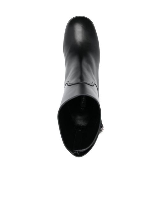 Casadei Black 90Mm Block-Heel Leather Boots