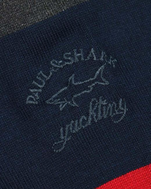 Paul & Shark Blue Striped Long-Sleeved Polo Shirt for men