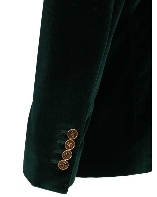 Dolce & Gabbana Black Double-Breasted Velvet Blazer for men