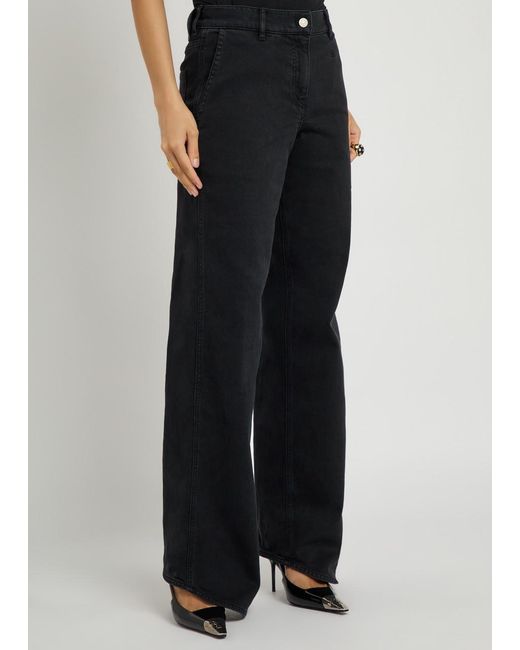 Courreges Black Hammer Logo-Embroidered Wide-Leg Jeans
