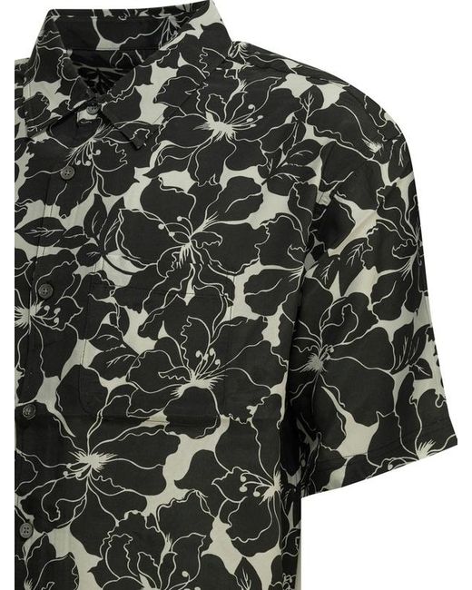 Stussy Black Floral Hawaiian Shirt for men