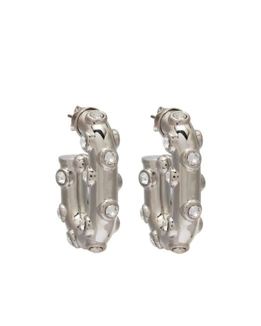 Rabanne White Crystal-Embellished Hoop Earrings