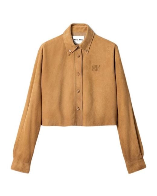 Miu Miu Natural Waxed Suede Shirt