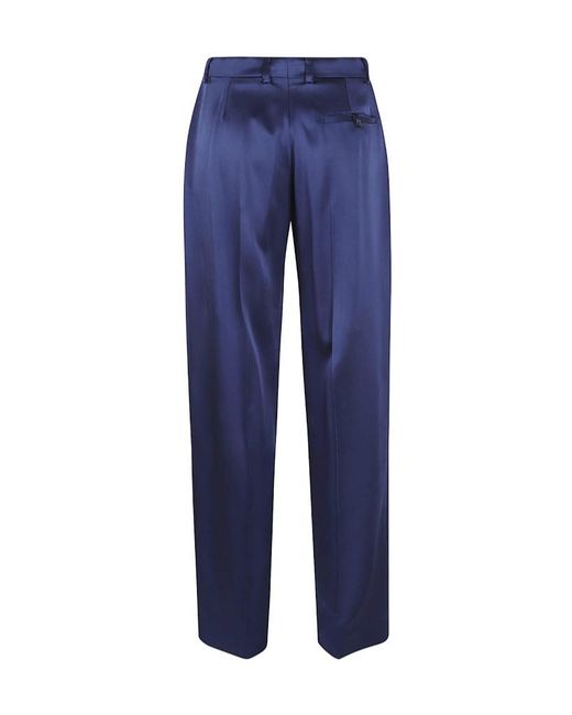 Stella McCartney Blue Satin Dropped Waist Straight Wide Leg