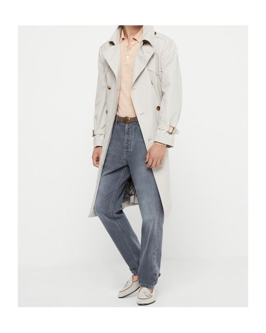 Brunello Cucinelli White Water-Resistant Trench Coat for men