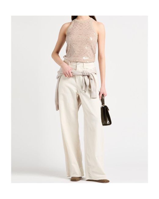 Brunello Cucinelli Natural Crew Neck Sequin Vest