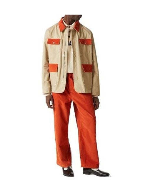 Bode Orange Corduroy-Trimmed Cotton Twill Field Jacket for men