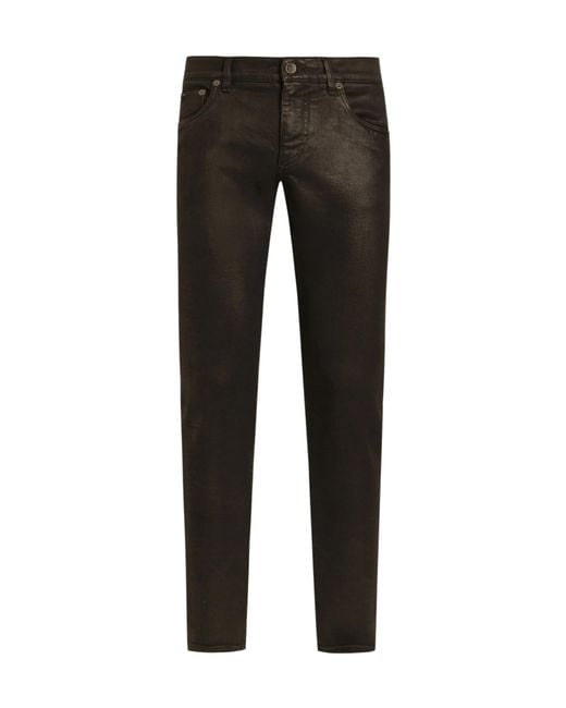Dolce & Gabbana Black Logo Patch Straight-Leg Jeans for men