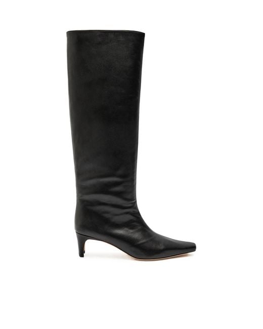 Staud Black Wally Leather Knee-High Boots