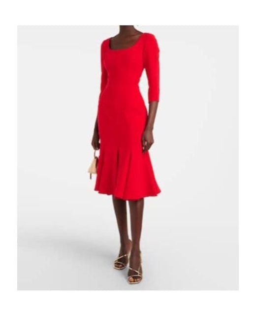 Carolina Herrera Red Crêpe Midi Dress