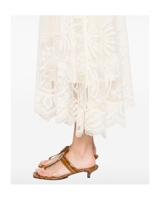 Fabiana Filippi White Floral Lace Midi Skirt