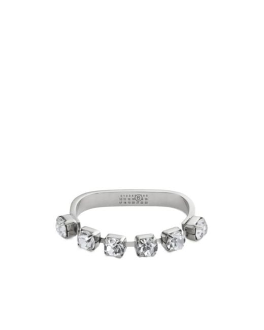 MM6 by Maison Margiela White Embellished Logo Engraved Ring