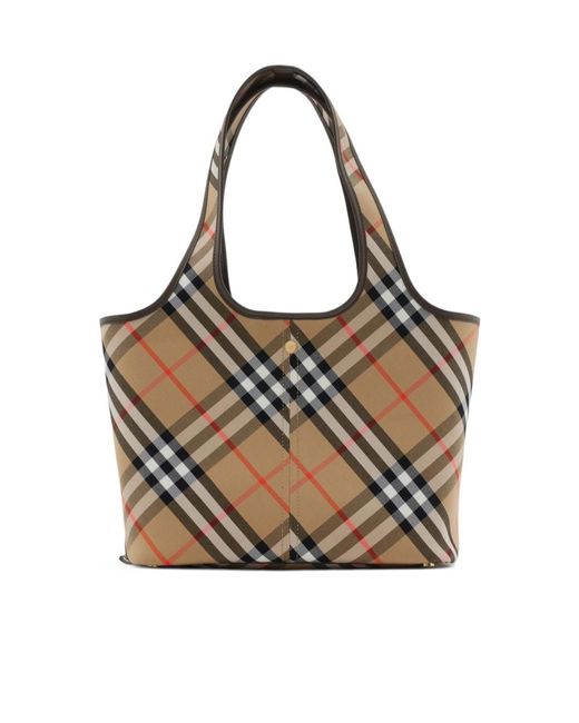 Burberry Metallic Small Checked Top Handle Bag