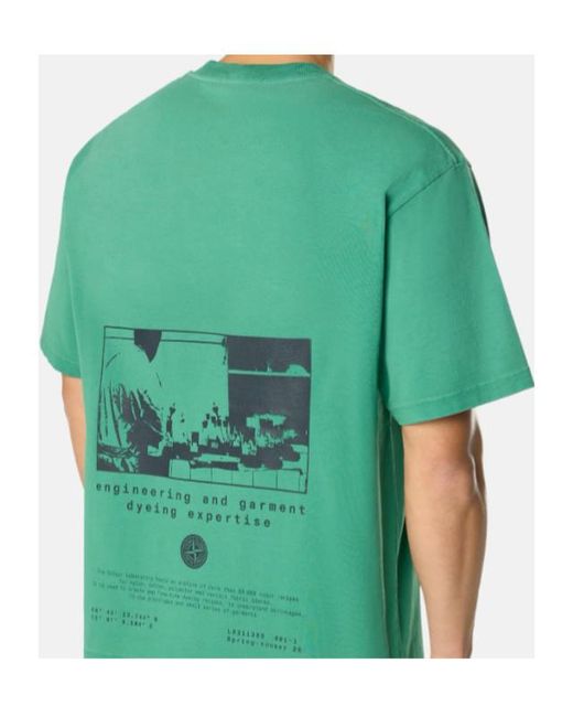 Stone Island Green Graphic-Print T-Shirt for men