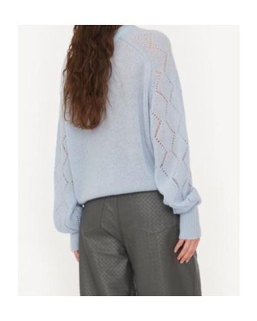ROTATE BIRGER CHRISTENSEN Blue Pointelle-Knit Sweater