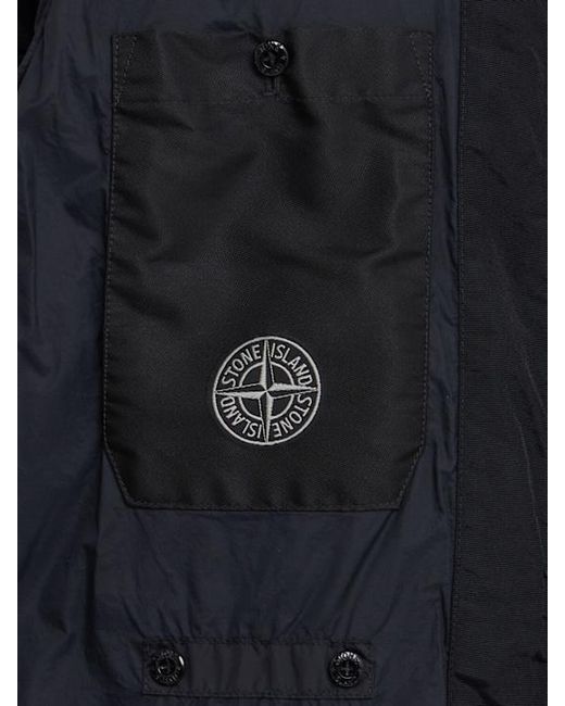 Stone Island Blue Logo Nylon Down Jacket for men