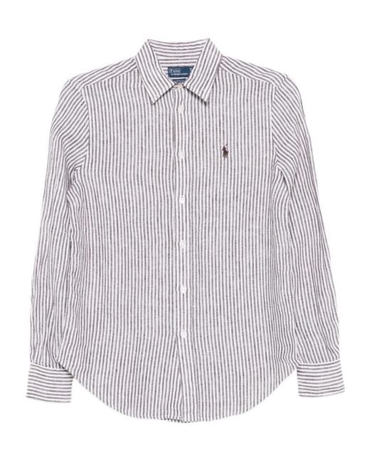 Polo Ralph Lauren White Striped Linen Shirt