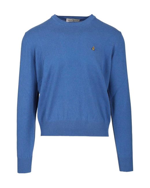 Vivienne Westwood Blue Orb Embroidered Sweatshirt for men