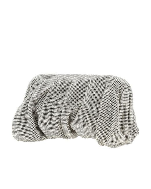 Benedetta Bruzziches Gray Venus La Grande Embellished Ruched Clutch Bag