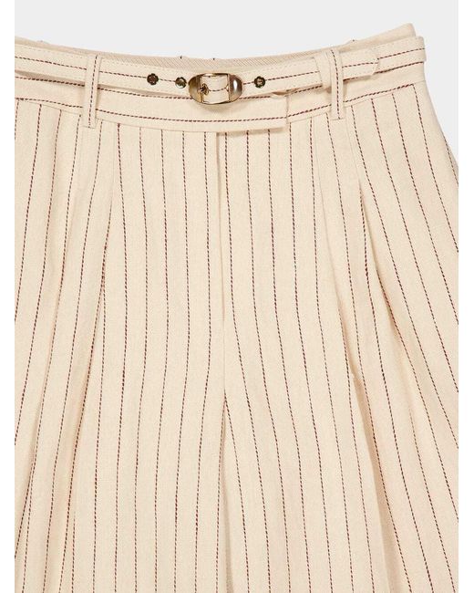 Zimmermann Natural Pinstripe Belted Trousers