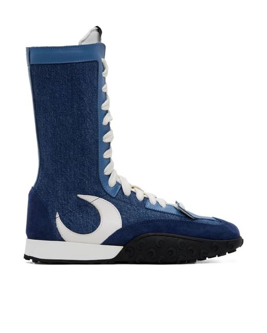 MARINE SERRE Blue Round Toe High Top Sneakers
