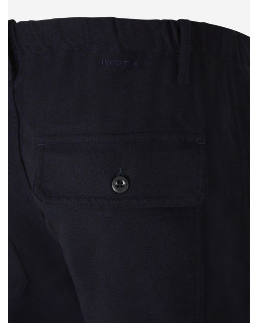 Incotex Blue Cargo Flannel Trousers for men