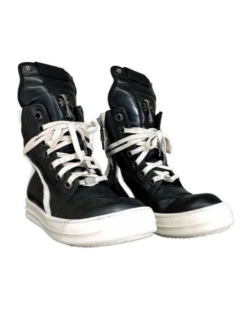 Chrome Hearts Black Lace-Up High-Top Casual Shoes for men