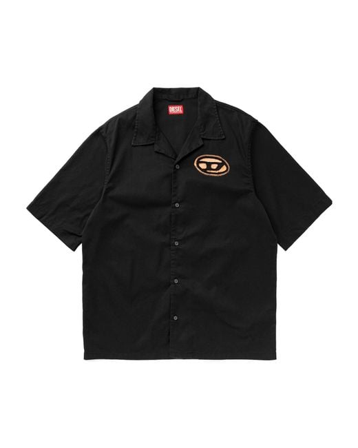 DIESEL Black S-Stan-Bleach Bowling Shirt for men