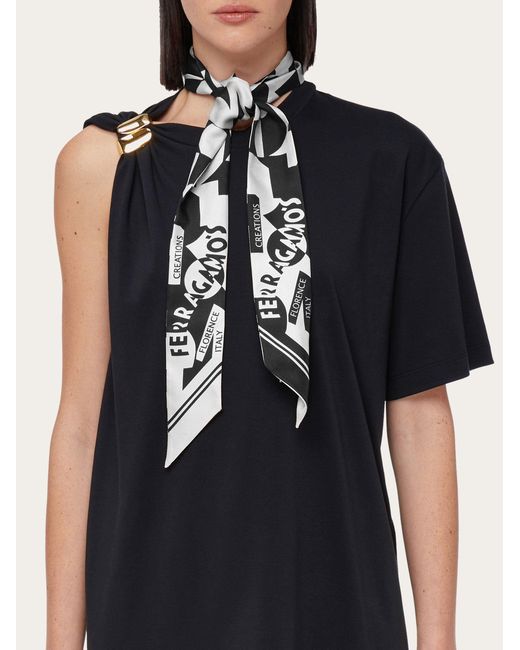 Ferragamo White Ferragamo Logo-Printed Pointed Tip Scarf