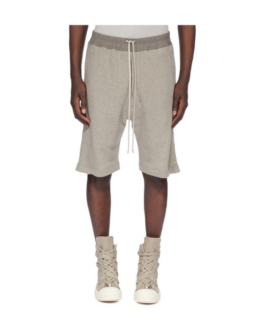 Rick Owens Natural Pusher Drawstring-Waist Shorts for men