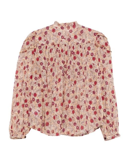 Isabel Marant Pink Ruffled Printed Cotton Blouse