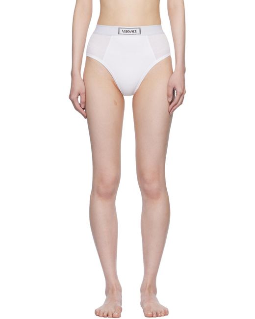 Versace White High-Waist Logo-Waistband Briefs