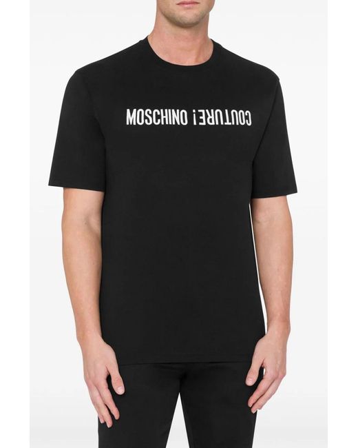 Moschino Black Logo Embroidery T-Shirt for men
